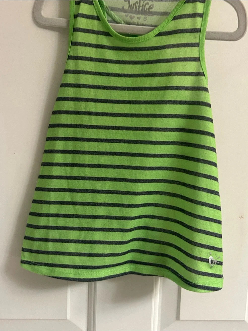 Justice Neon Green and Black Striped Girls' Tank Top